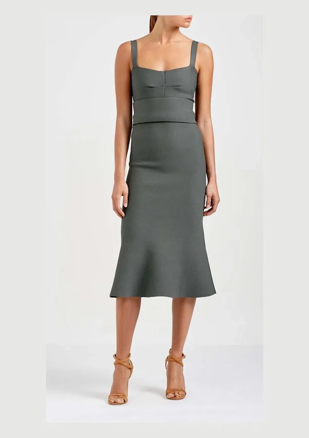 Scanlan Theodore Bralette Dress Safari Green Size AU 8   for rent on The Volte - main image