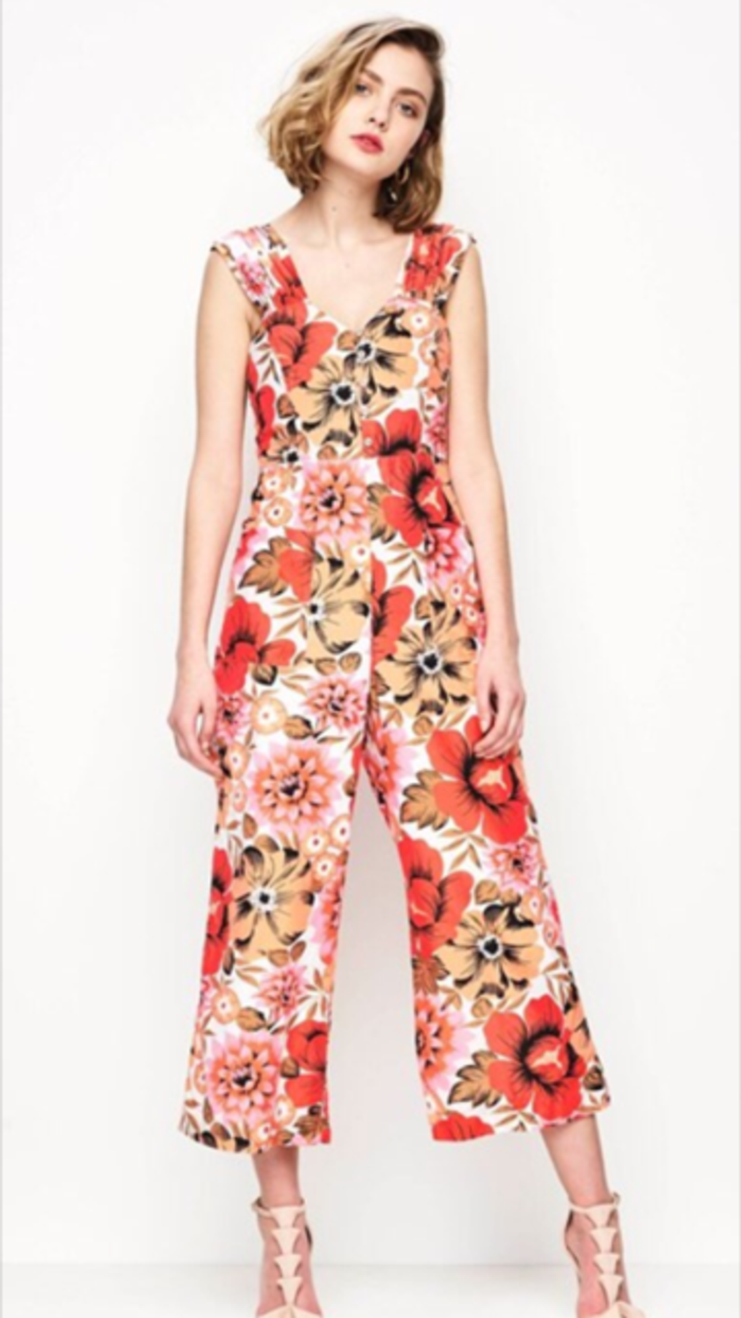 Alice McCall Stop and Stare Orange Floral Jumpsuit Size 4 for rent on The Volte - main image