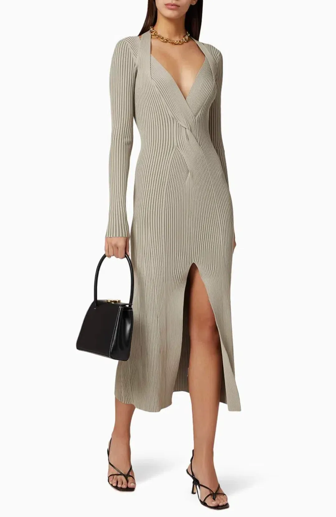 Dion Lee Cable Knit Dress in Kahki Size S / Au 8 for rent on The Volte - main image