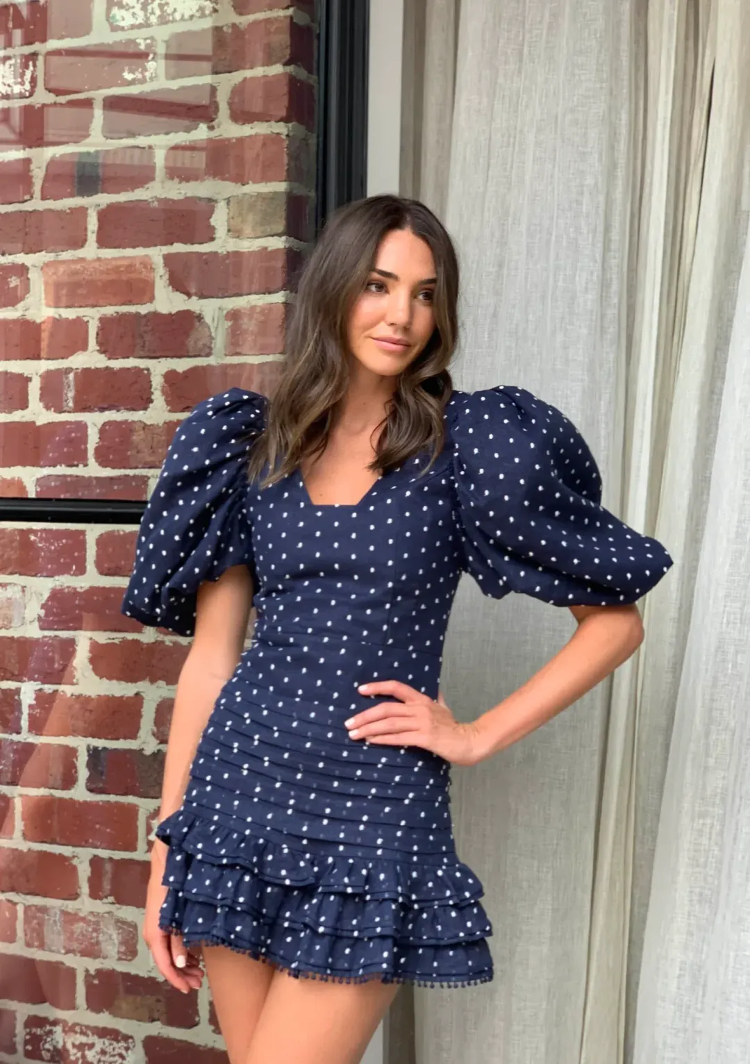 Mackenzie Mode Pandora Mini Dress Navy Size 6 for rent on The Volte - main image