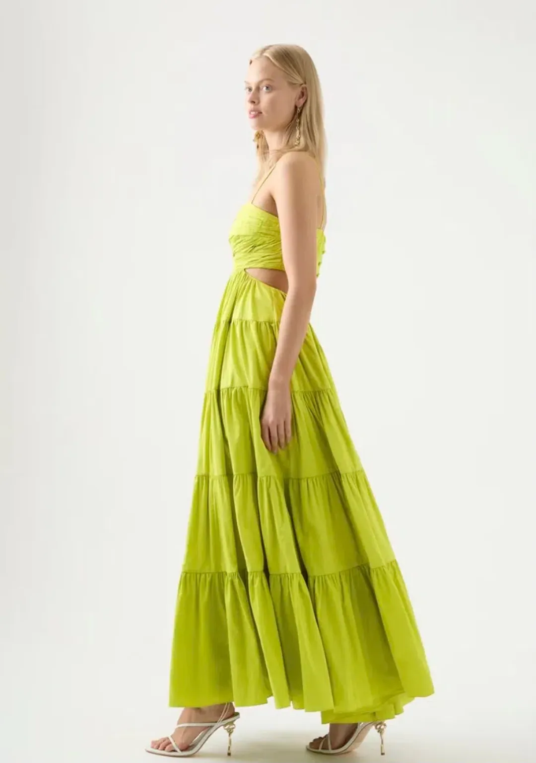 Aje Sartre Tiered Maxi Dress Green Size 12 / L for rent on The Volte - main image