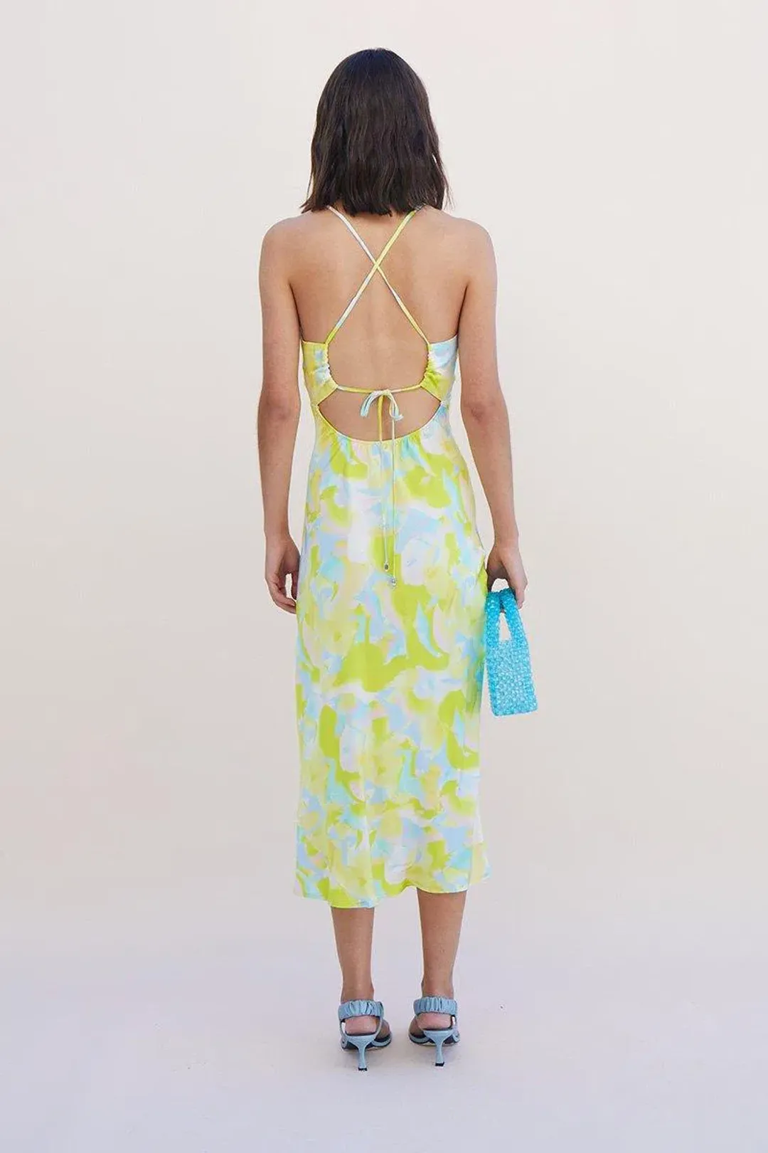 SUBOO SPLASH PRINT KALEIDOSCOPE TWIST FRONT SLIP DRESS - SIZE S (RRP $279) for rent on The Volte - main image