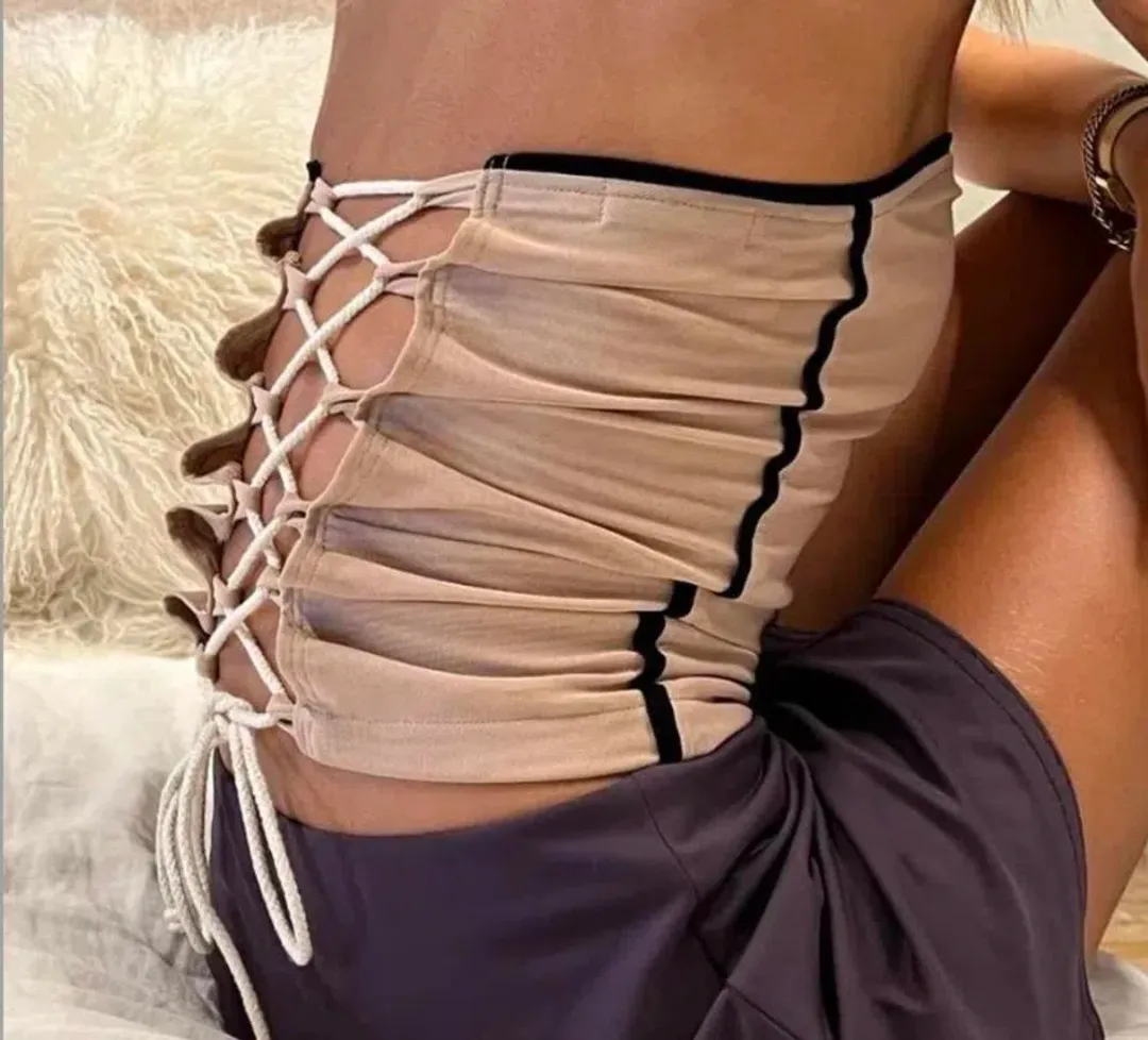 With Harper Lu Contrast Corset Blush One Size  for rent on The Volte - main image