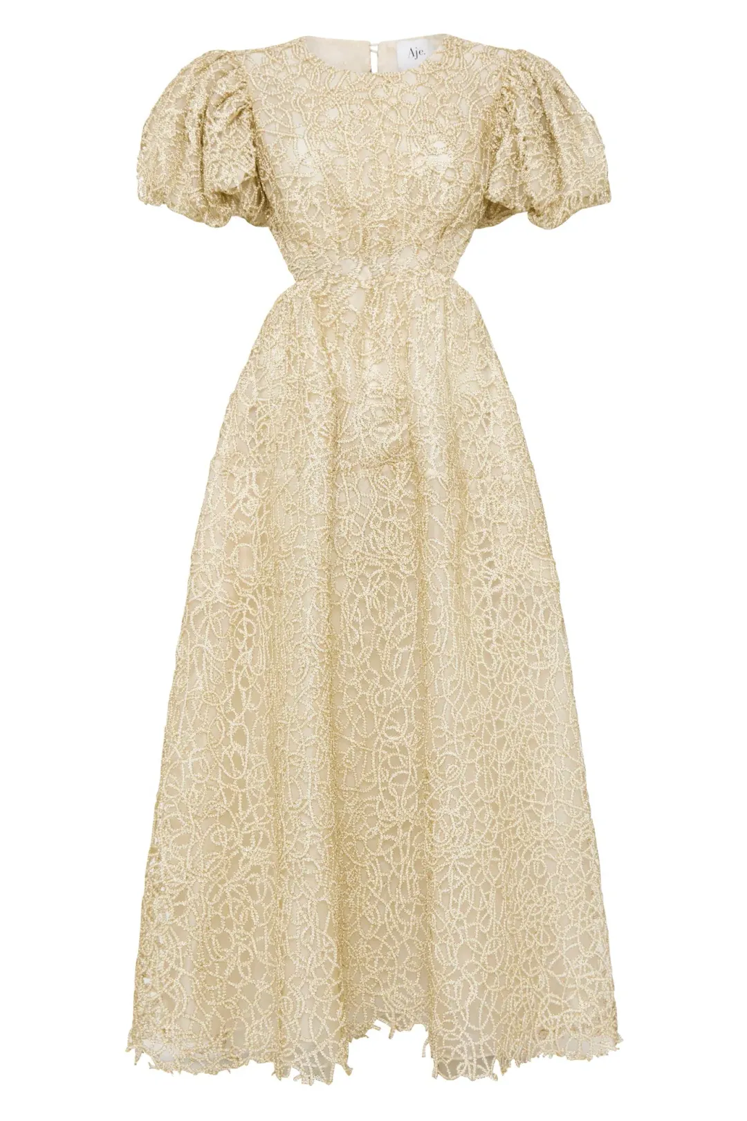 Aje Patina Lace Midi Dress Ivory Size 8 / S for rent on The Volte - main image
