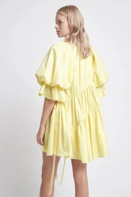 Aje Hushed Asymmetric Mini Dress Yellow Size 8 for rent on The Volte - image 3