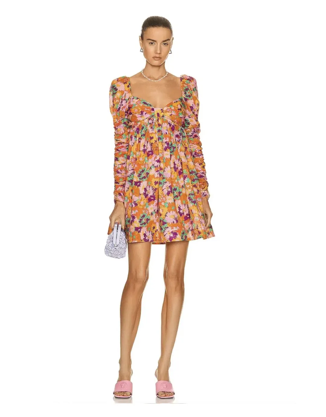 Zimmermann Violet Twist Front Mini Dress Mustard Multi Floral Size 1/Au 10 for rent on The Volte - main image