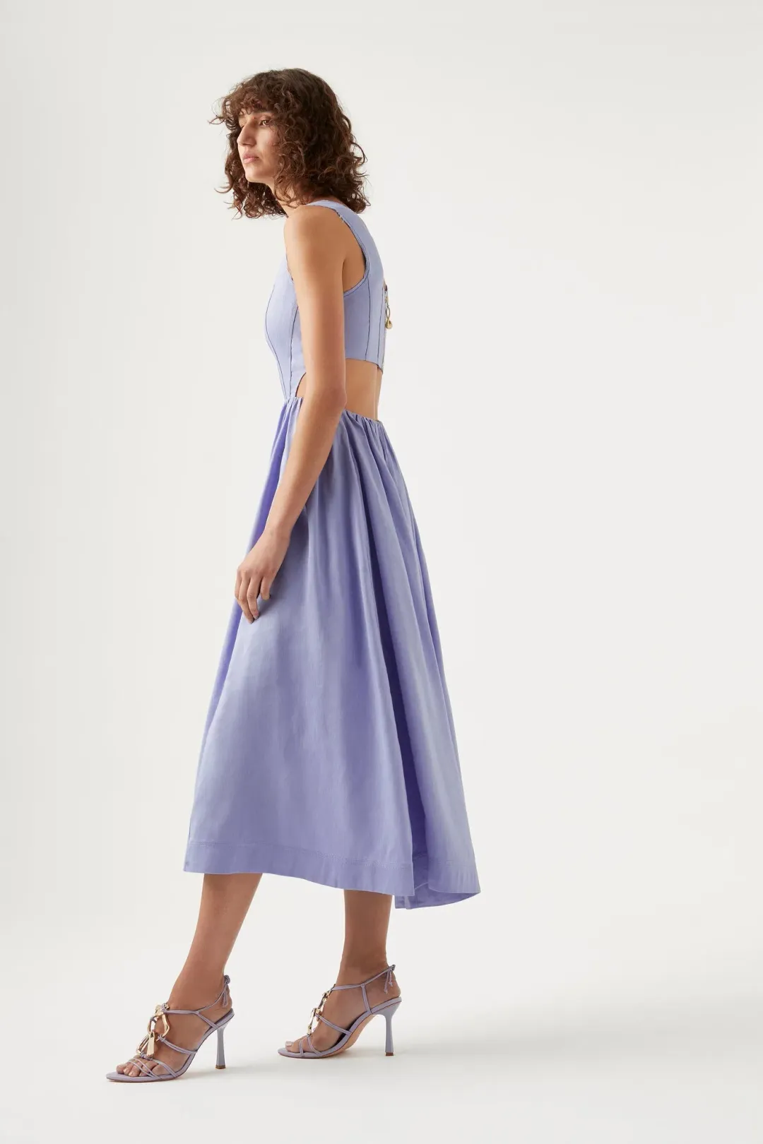 Aje Virginie Cut Out Midi Dress Cool Lavender Size 6 for rent on The Volte - main image