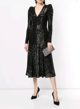 Rachel Gilbert Nancy Midi Black Dress Size 8 for rent on The Volte - image 1