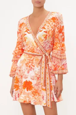 Camilla Short Wrap Dress With Ruffle Sleeve Print Size M for rent on The Volte - image 4