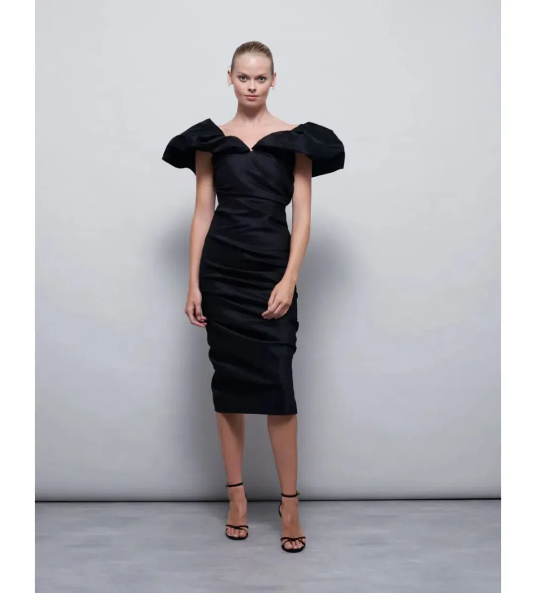 Rachel Gilbert Frey Midi Dress Black Size 14  for rent on The Volte - main image