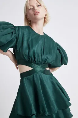 Aje Gracious Mini Dress Emerald Green Size AU 6 for rent on The Volte - image 3