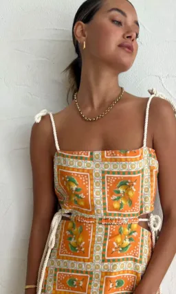 By Nicola Lemonade Tie Maxi Dress in Orange Mosaic Size AU 10 for rent on The Volte - image 5