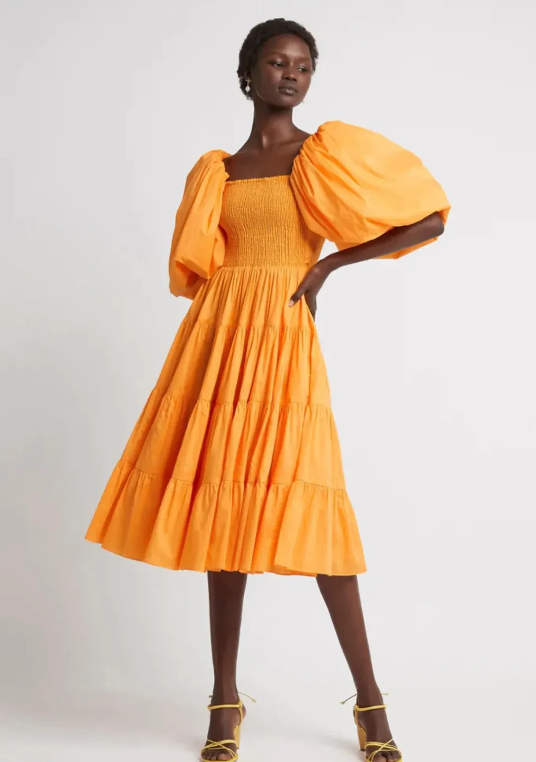 Aje Cherished Midi Dress in Mandarin Size 8 / S for rent on The Volte - main image