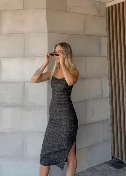 Suboo Nadine Stretch Midi Dress Black Size 10 for rent on The Volte - image 4