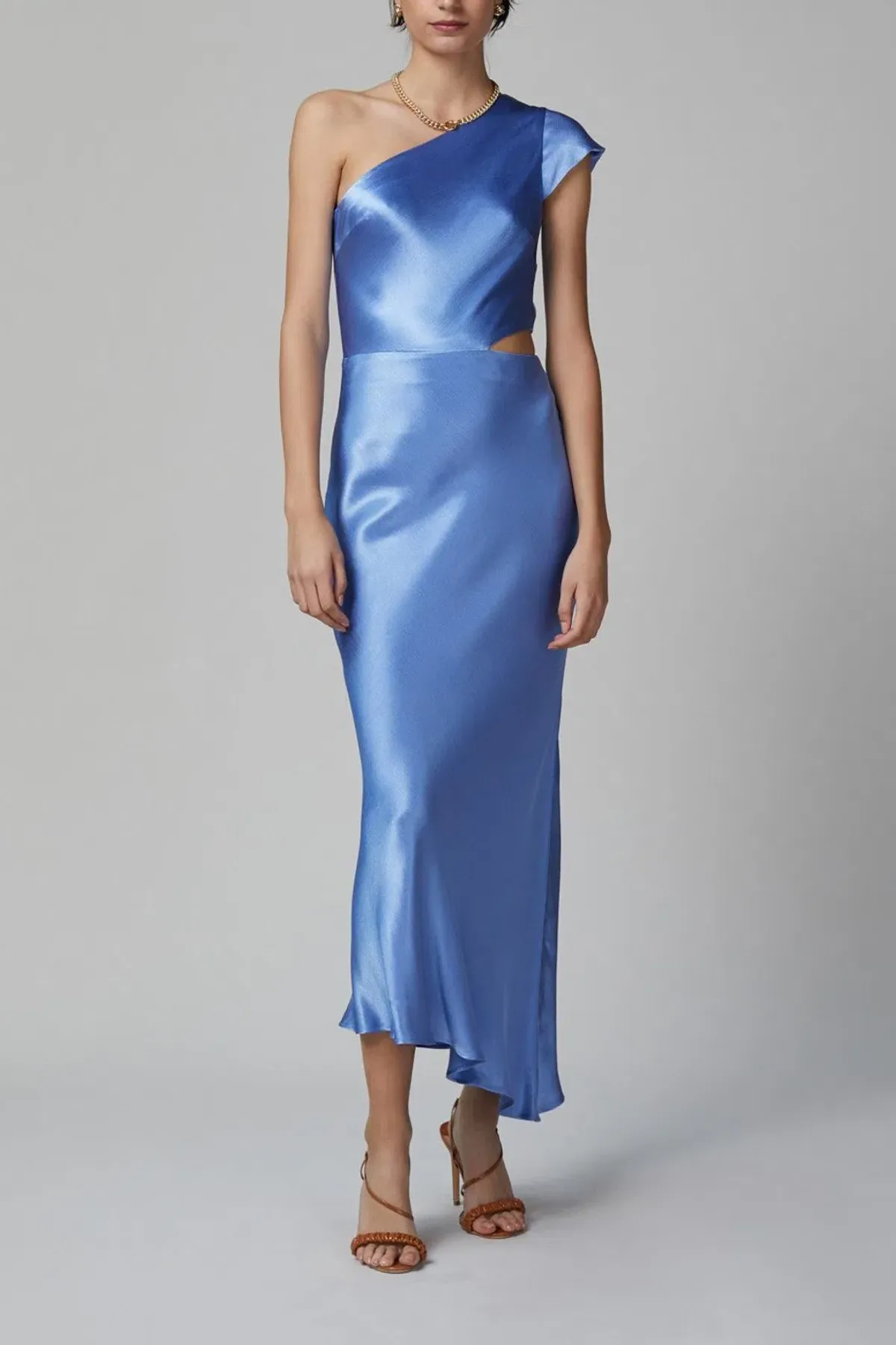 Bec & Bridge Delphine Asymmetrical Midi Dress Blue Size 14 / XL for rent on The Volte - main image