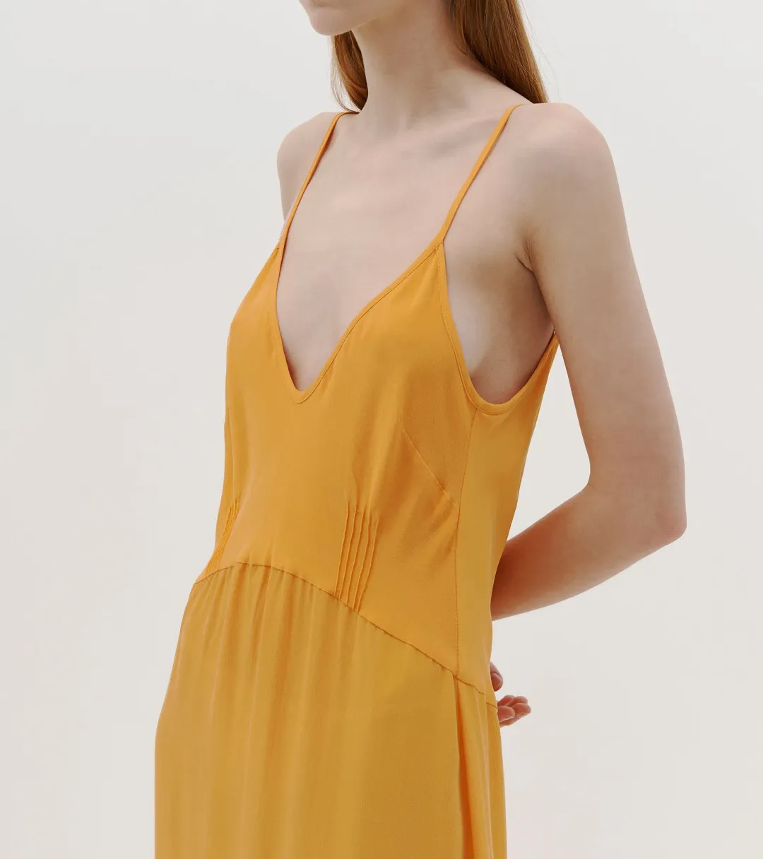 Bassike Silk Longerline Slip Dress in Tangerine Size 00 / Au 6 for rent on The Volte - main image