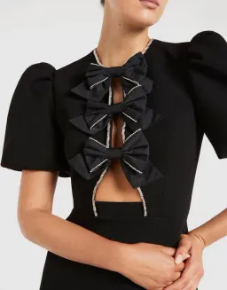 Rebecca Vallance Katie Bow Mini Dress Black Size 8 for rent on The Volte - image 4