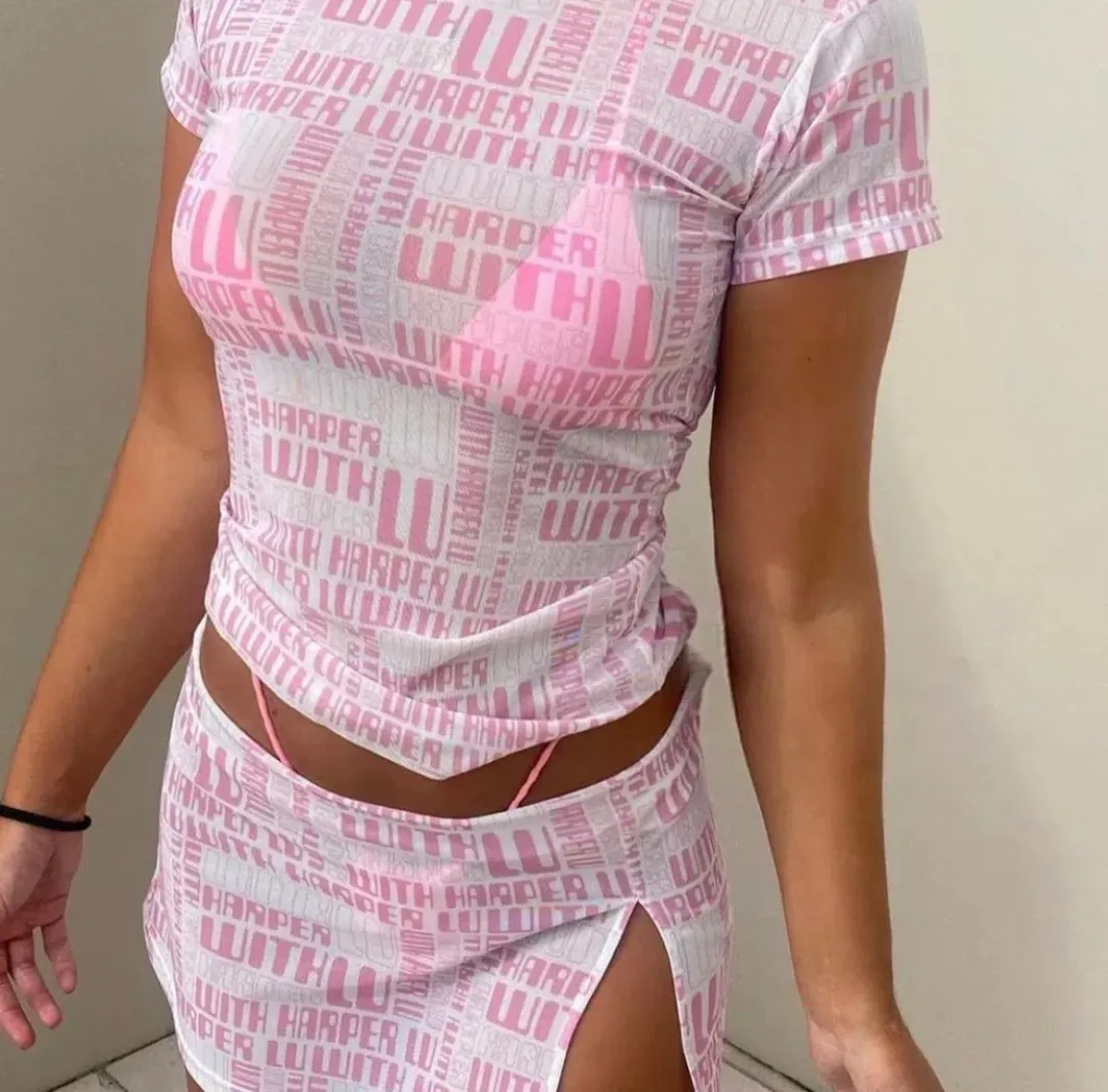 With Harper Lu monogram set pink Size AU 6 for rent on The Volte - main image