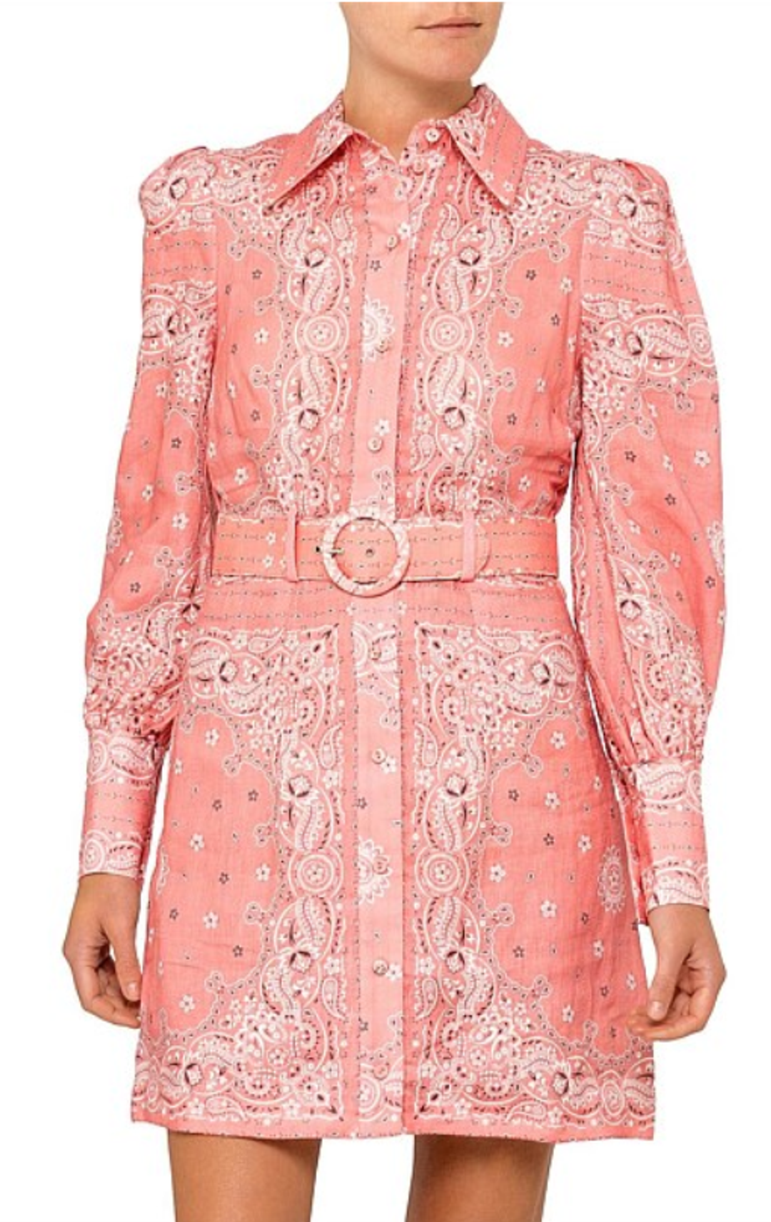 Zimmermann Bandana Shirt Dress Pink Print Size 12 for rent on The Volte - main image
