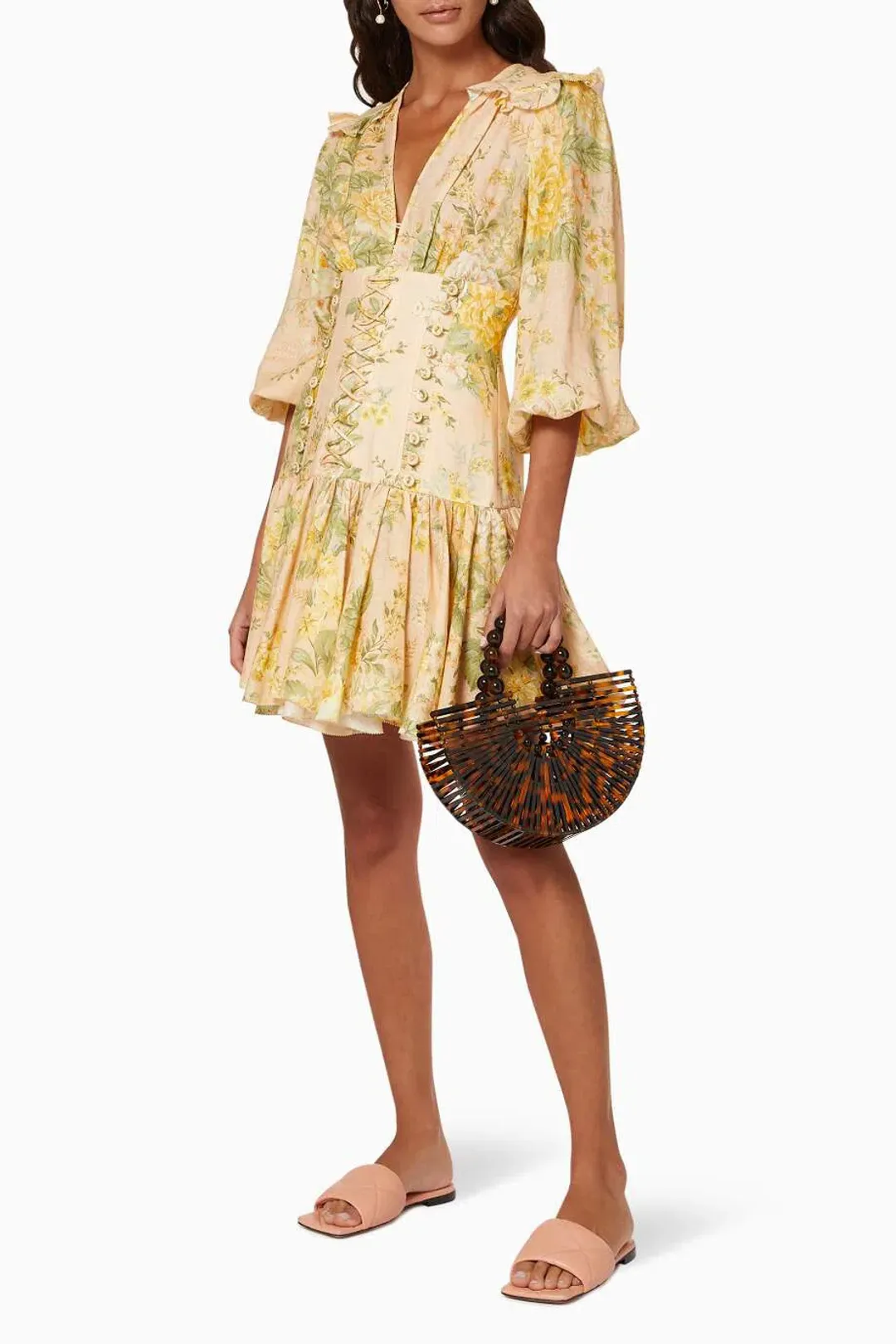 Zimmermann's Amelie Corset Dress Peach 1 / AU 8 for rent on The Volte - main image