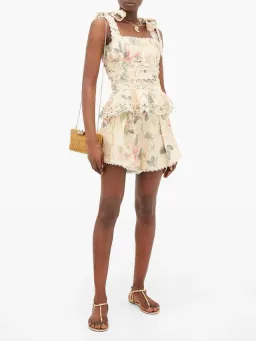 Zimmermann Kirra Floral Set Top and Shorts Beige Size 1 / AU 8 for rent on The Volte - image 2