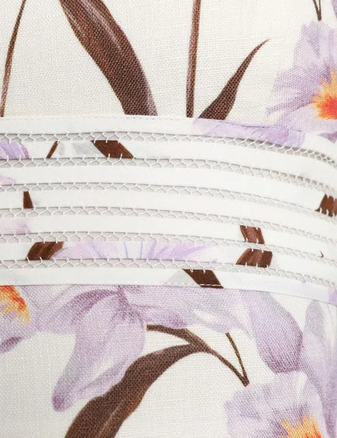 Zimmermann Corsage Linear Orchid Print Ivory Dress White Size 2 / AU 12 for rent on The Volte - main image