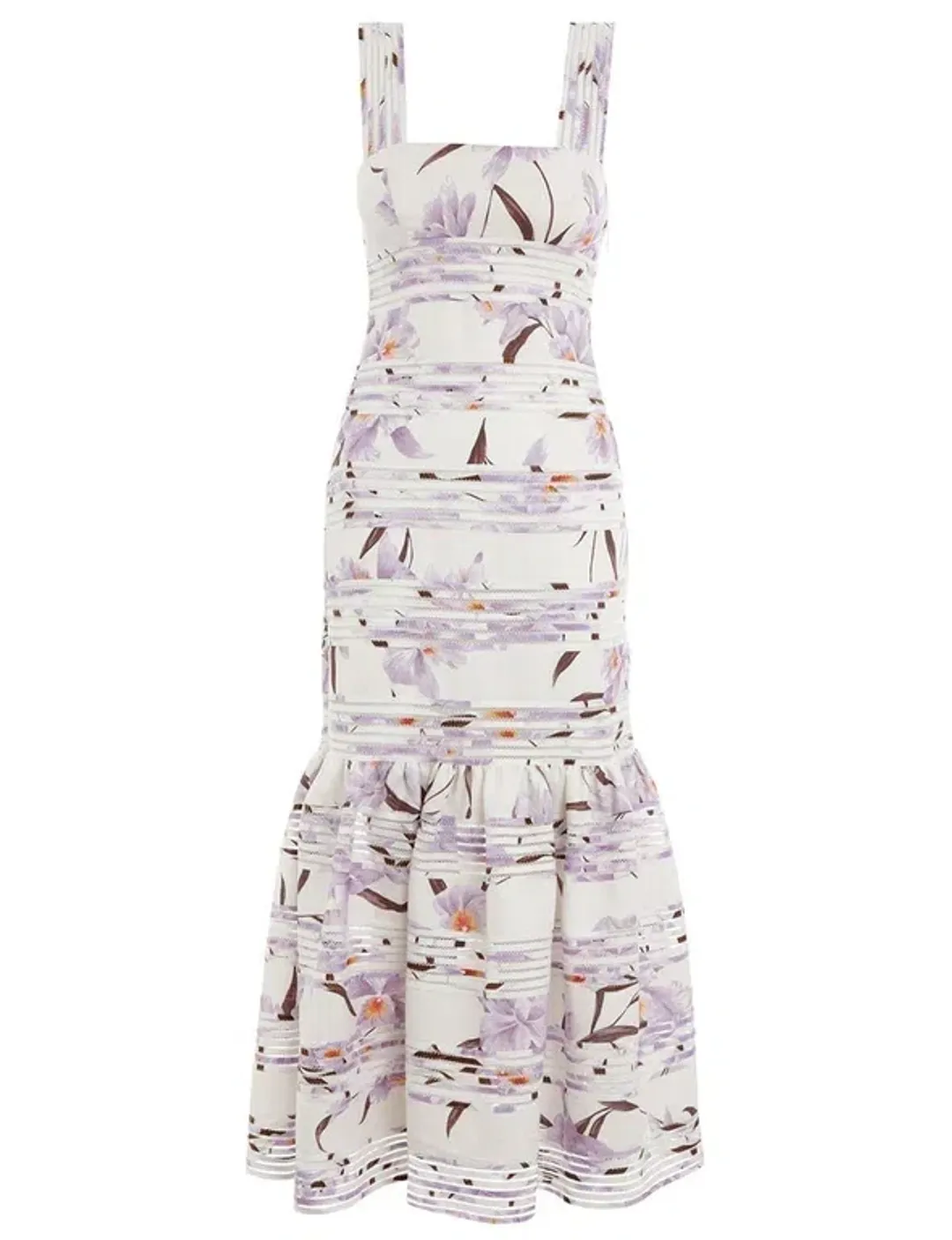 Zimmermann Corsage Linear Orchid Print Ivory Dress White Size 2 / AU 12 for rent on The Volte - main image