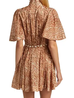 Zimmermann Tropicana Flutter Sleeve Mini Dress Brown Size 1 / AU 10 for rent on The Volte - image 3
