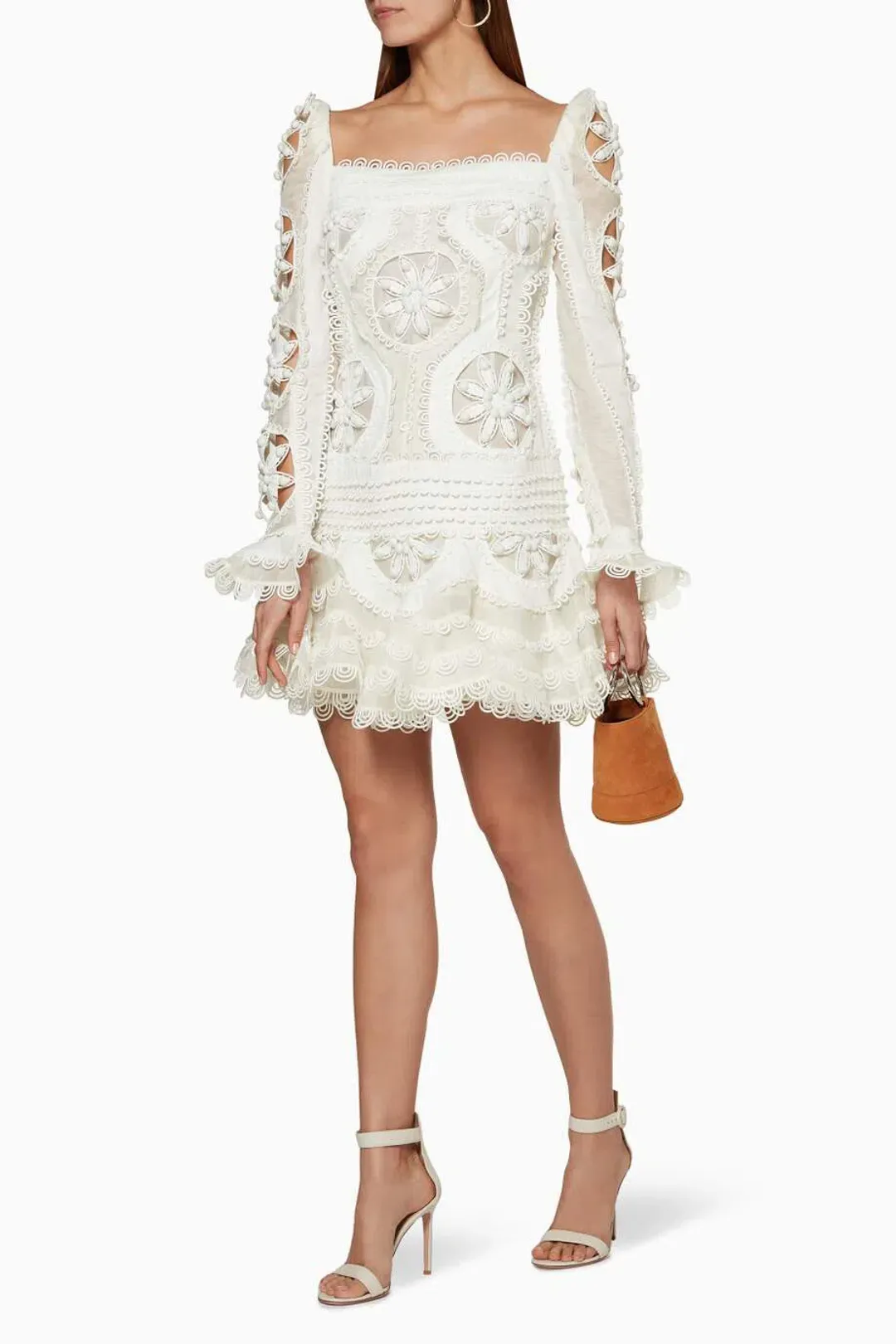 Zimmermann Whitewave Doily Dress White Size 1 / AU 10 for rent on The Volte - main image