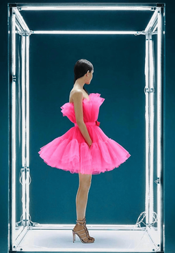 Giambattista Valli Pink Flared Tulle Dress Size 10 for rent on The Volte - image 2