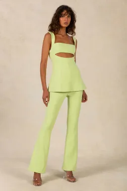 MISHA Costanza Bonded Crepe Jumpsuit Lime Green Size 8/S for rent on The Volte - image 1