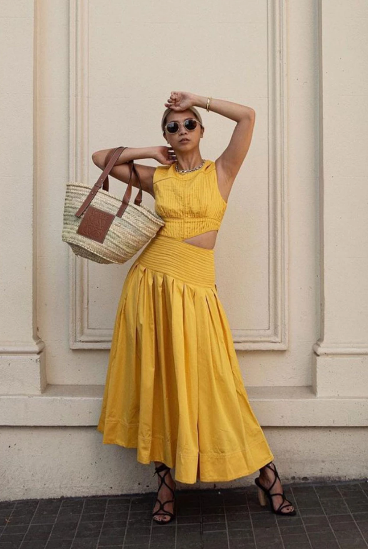Aje Cascade Cut Out Dress Yellow Size 8 for rent on The Volte - main image