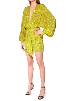 Aggi Sequin Mini Dress Bright Lime Size L / Au 10 for rent on The Volte - image 1