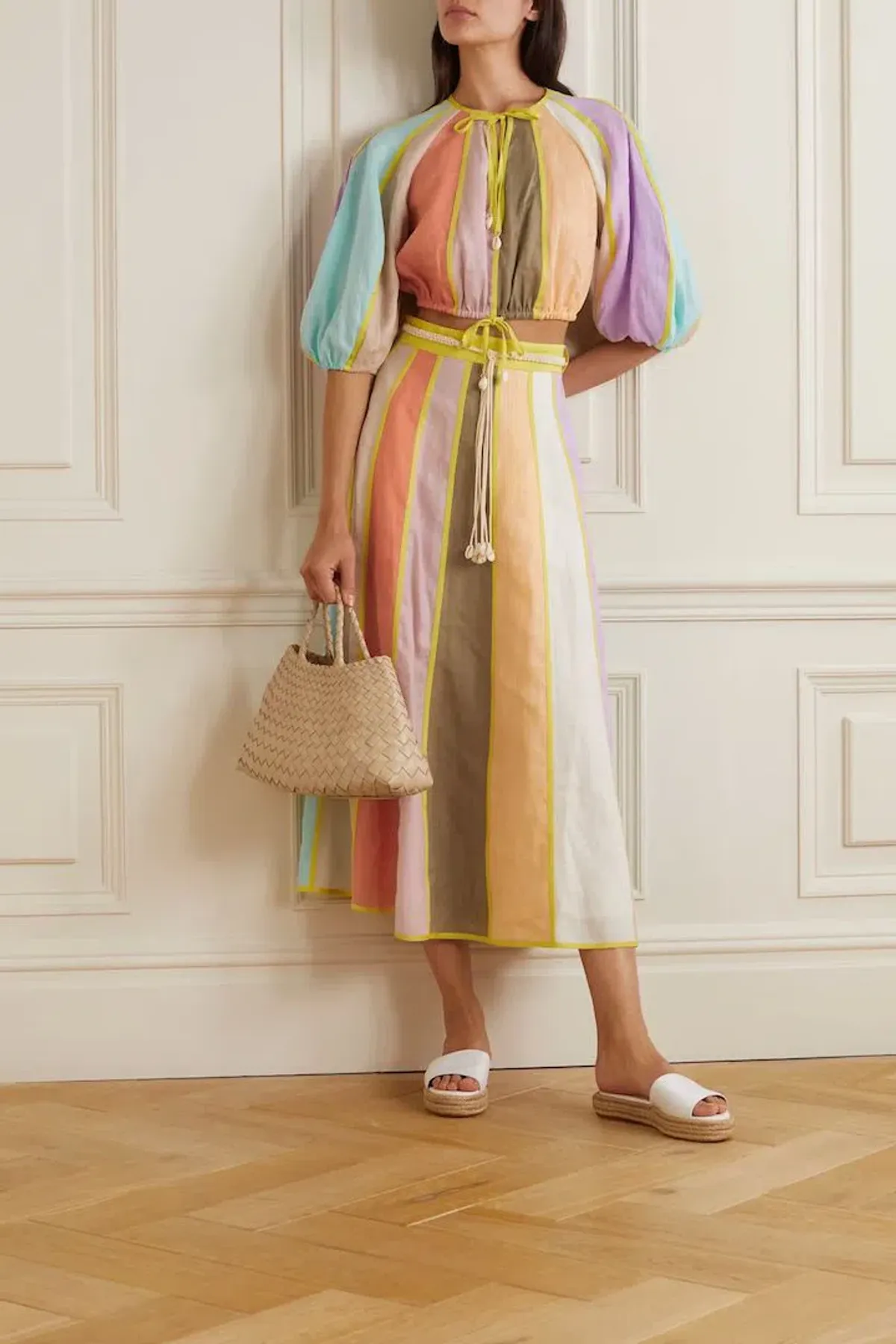 Zimmermann Lola Panelled Crop Top and Skirt Set in Spliced Size 1 / Au 10 for rent on The Volte - main image