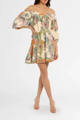 Alemais Exclusive Farrah Ruffle Mini Dress Print Size 6 for rent on The Volte - image 3