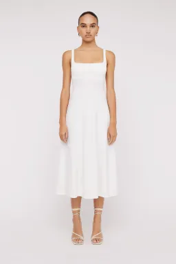 Scanlan Theodore Crepe Knit Square Neck Dress White Size S/Au 8 for rent on The Volte - image 1