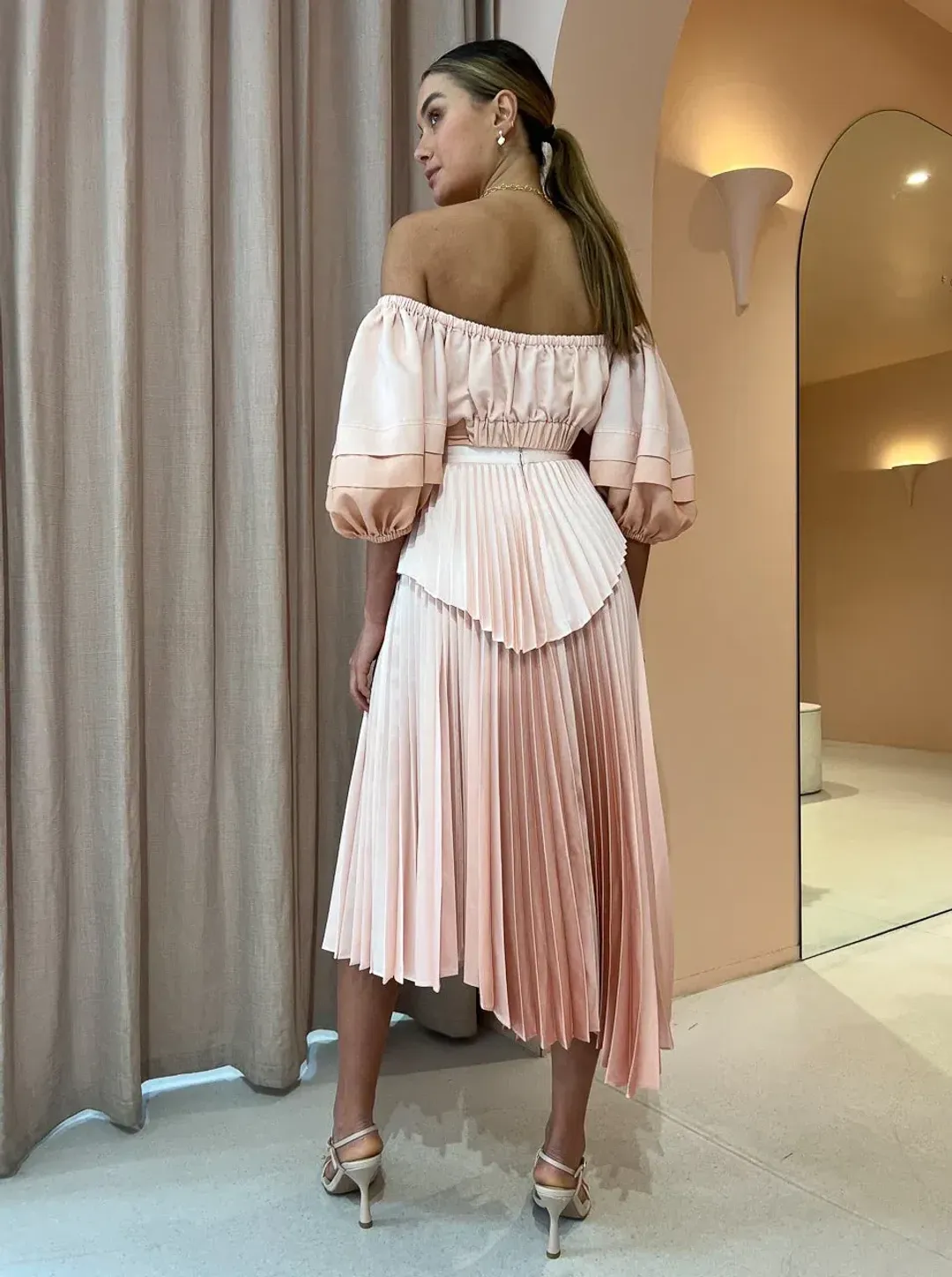 Acler Barnard Top & Skirt Set Blush Size 10 for rent on The Volte - main image