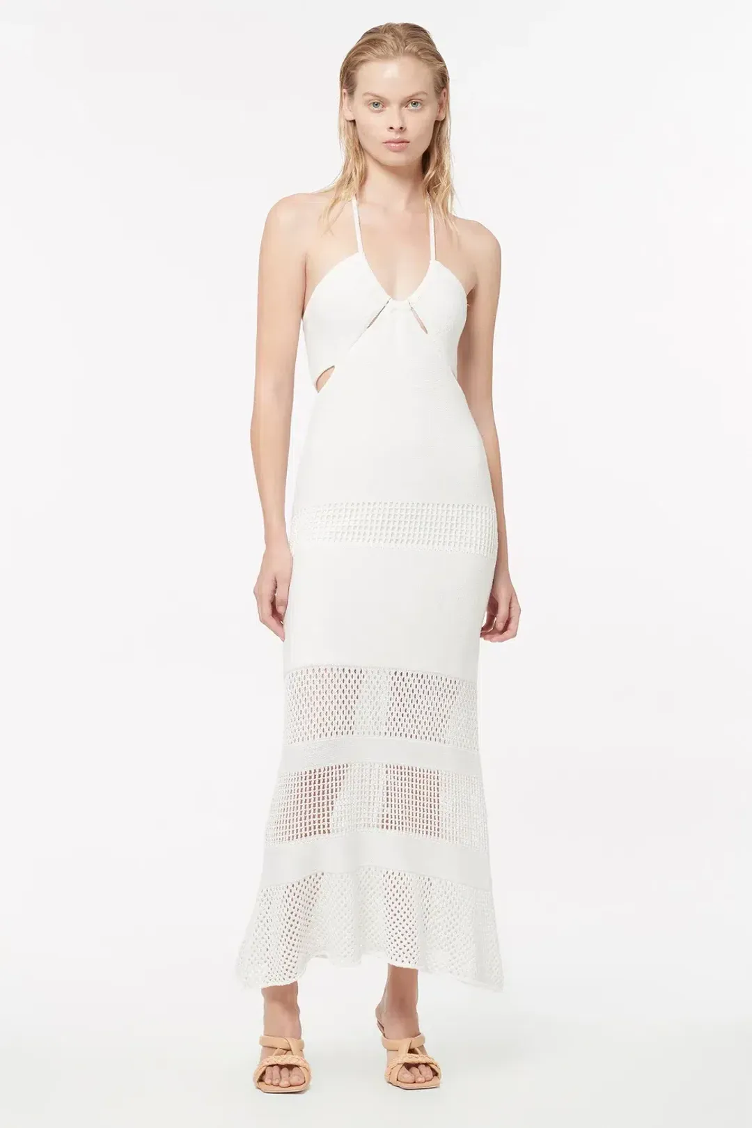 Manning Cartel Highly Strung Knit Halter Dress White Size 14 for rent on The Volte - main image