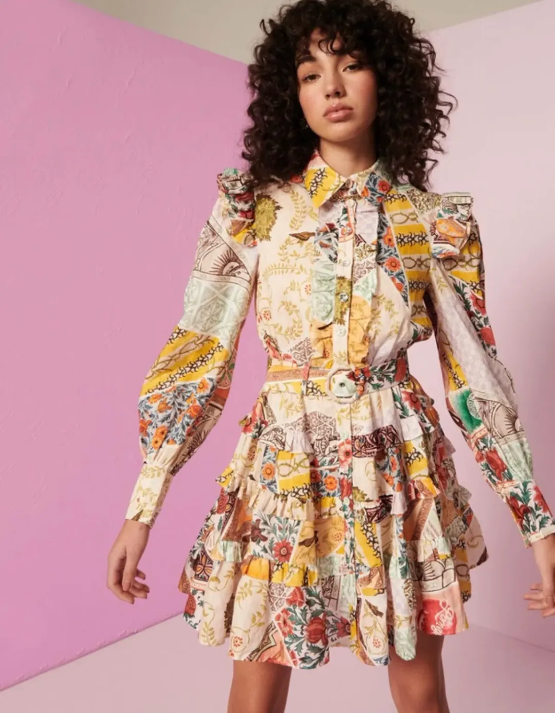 Kate Ford Zellije Layered Mini Dress Print Size 8 / S for rent on The Volte - main image