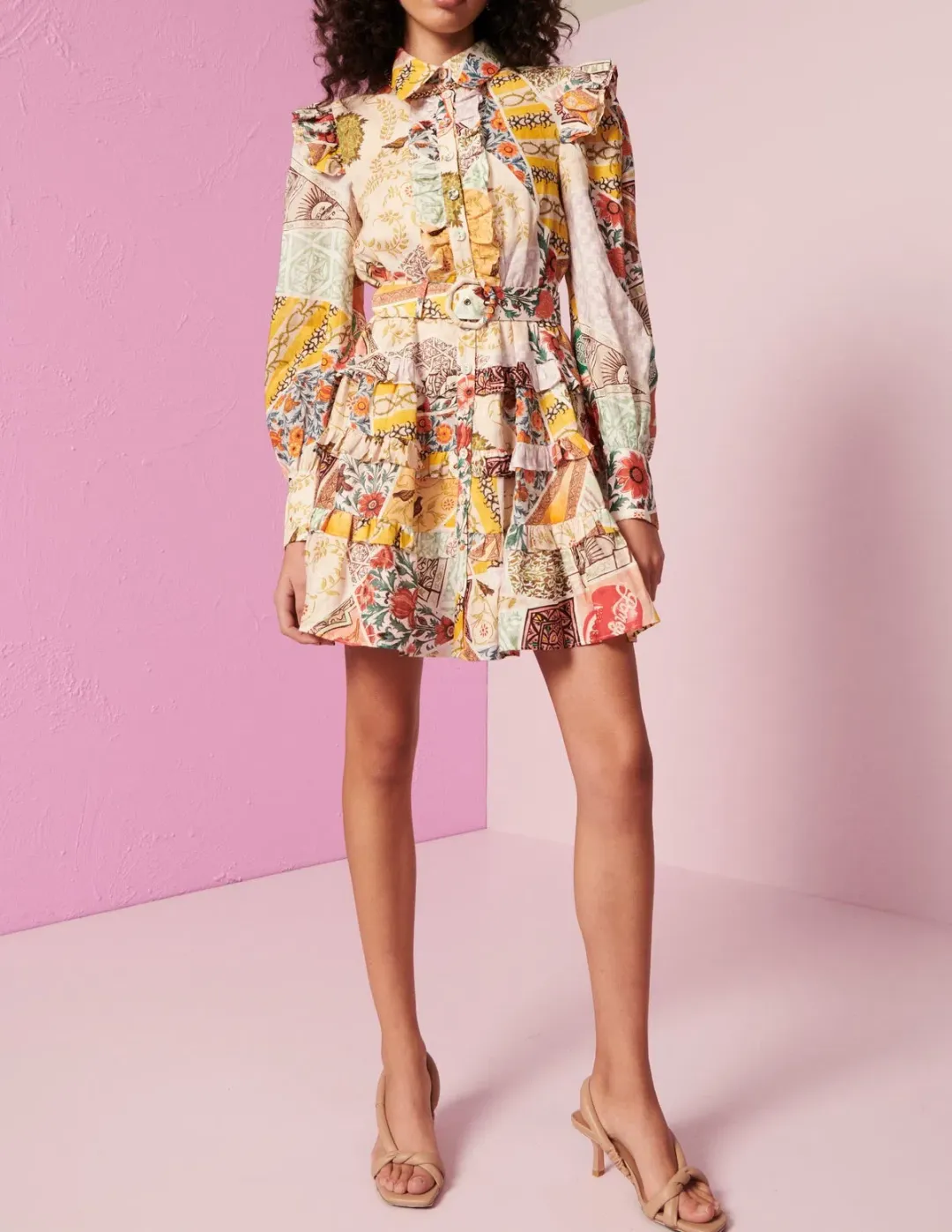 Kate Ford Zellije Layered Mini Dress Print Size 8 / S for rent on The Volte - main image