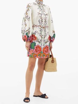 Zimmermann Lovestruck Buttoned Tunic Mini Dress Natural Paisley Floral Size 0 / AU 8 for rent on The Volte - image 2