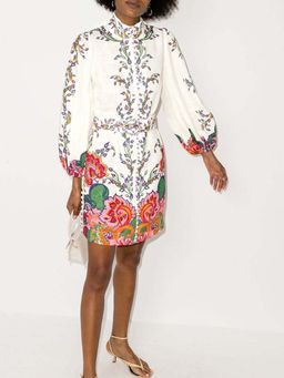 Zimmermann Lovestruck Buttoned Tunic Mini Dress Natural Paisley Floral Size 0 / AU 8 for rent on The Volte - image 1