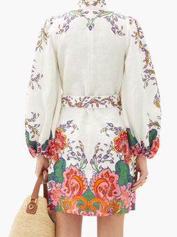 Zimmermann Lovestruck Buttoned Tunic Mini Dress Natural Paisley Floral Size 0 / AU 8 for rent on The Volte - image 3