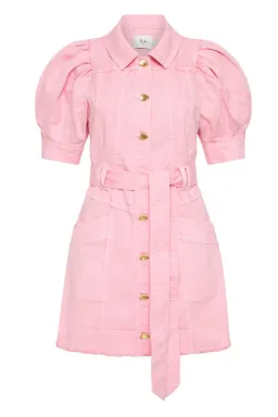Aje Flora Denim Puff Sleeve Dress Bon Bon Pink Size AU 12  for rent on The Volte - image 4