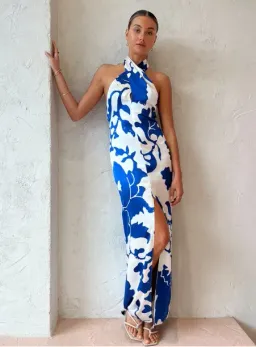 Sir The Label Esme Halter Dress Merce Abstract Print Size 3 / AU 12 for rent on The Volte - image 1