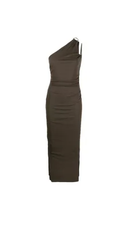 Nanushka Lenna Dress Dark Moss Double Asymmetrical Dress Dark Green Size M/AU 10 for rent on The Volte - image 5
