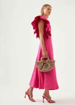 Aje Bonjour Asymmetric Midi Dress Pink Size L / AU  12 for rent on The Volte - image 4