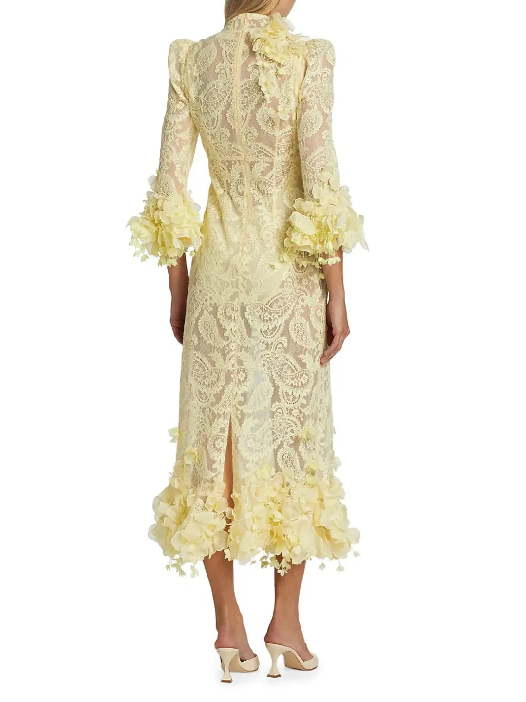 Zimmermann High Tide Lace Midi Dress Lemon Size 1/ AU 10 for rent on The Volte - main image