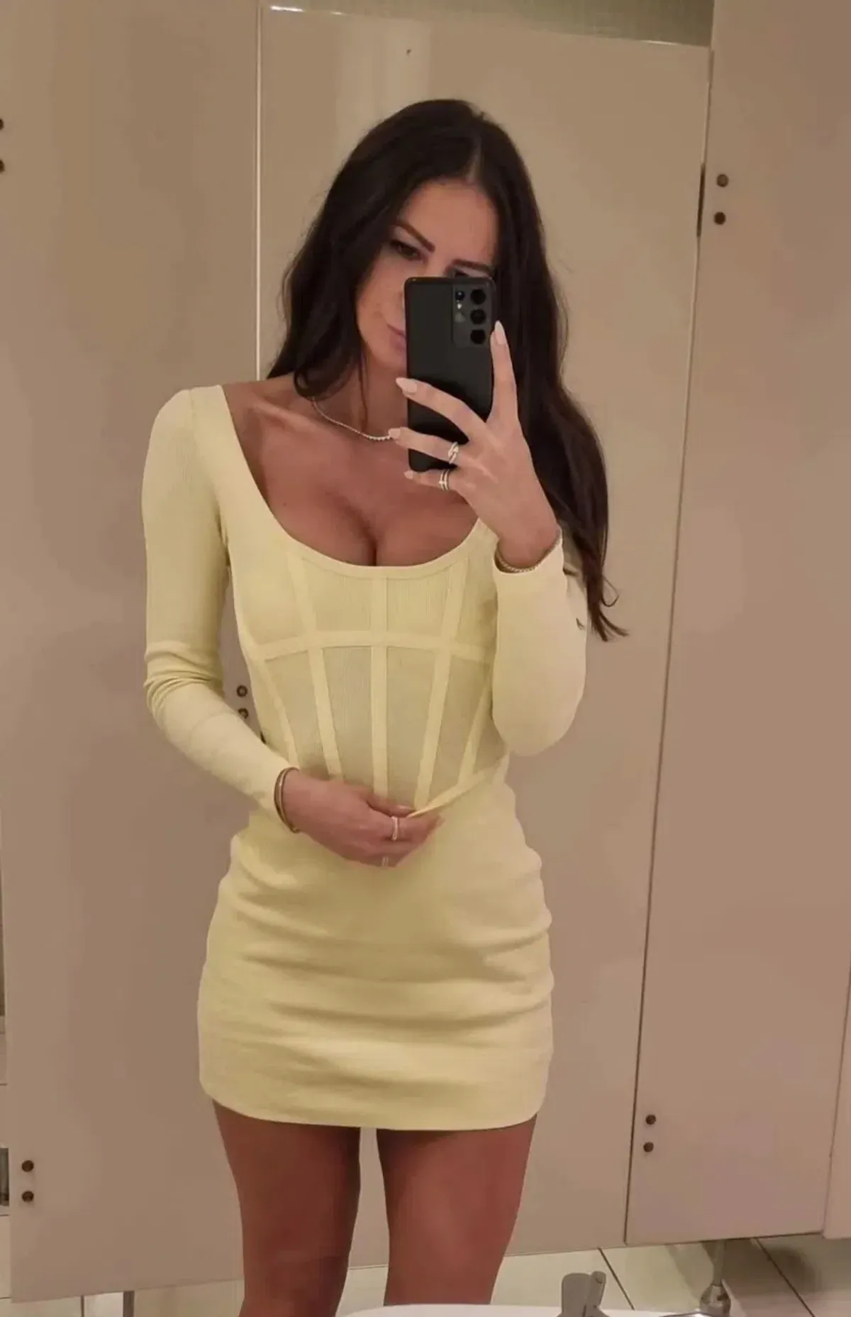 Dion Lee Rib Corset Mini Dress in Lemon Yellow Size 8 / S for rent on The Volte - main image