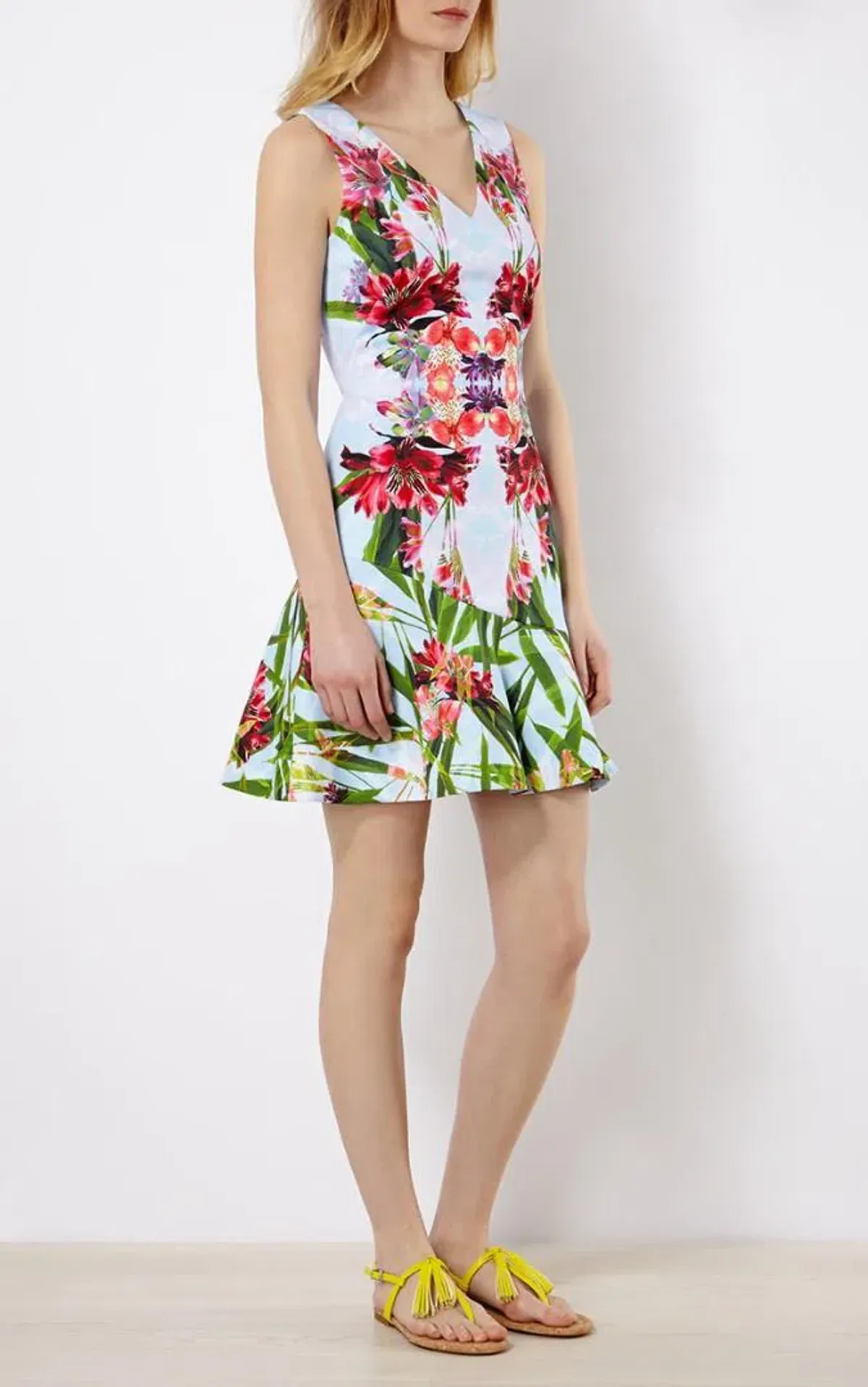 Karen Millen Tropical Floral Mirror Print Mini Dress Size 10 for rent on The Volte - main image